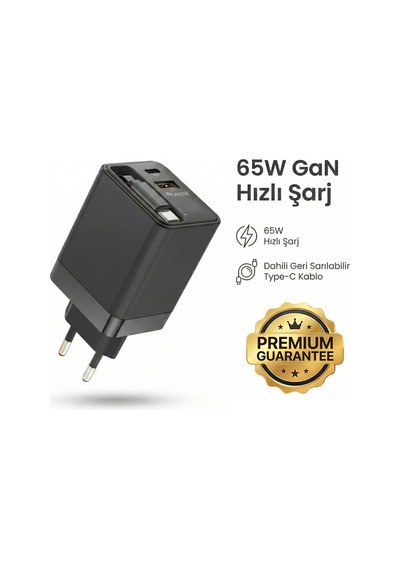 65w Super Fast Charger Type-c Hızlı Şarj Adaptörü Laptop, Tablet & Telefon Uyumlu SİYAH