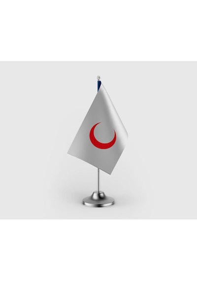 Kızılay Bayrağı Tekli Saten Masa Bayrağı Seti Diğer