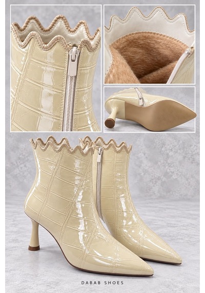 Dabab Shoes Carmen Kadın Bej Kroko Rugan Sivri Burun Fermuarlı Sıcak Astarlı 7 Cm İnce Topuklu Bot Bootie Dabab Shoes Carmen Kadın Bej Kroko Rugan Sivri Burun Fermuarlı Sıcak Astarlı 7 Cm İnce Topuklu Bot Bootie