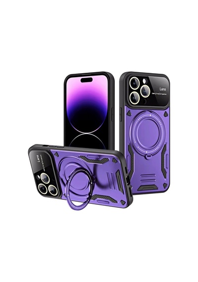 Apple iPhone  Uyumlu,  16 Pro Kılıf Joy Lens Standlı Kapak - Mor
