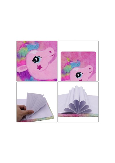 Unicorn Tasarımlı Peluş Çizgili Defter