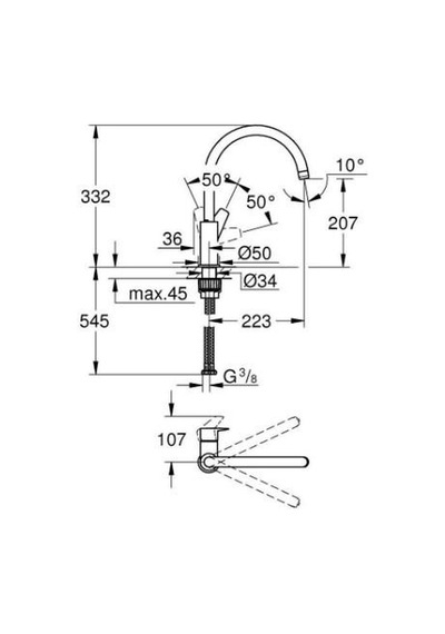 Grohe Bauedge Batarya 4'lü Set 31367001 Gümüş