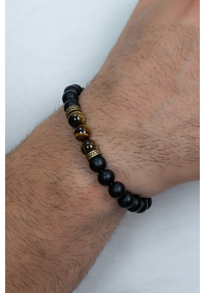 Oniks Kaplangözü Taşlı Unisex Bileklik Okb3 Çok Renkli