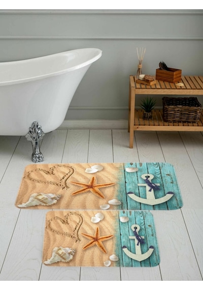 Eliana Home Dijital Baskılı 2'li Banyo Paspas Takımı Lna5045 Mavi
