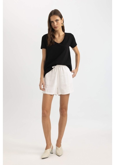 Defacto Regular Fit V Yaka Basic Kısa Kollu Tişört K1507AZ24SMBK81 Siyah Defacto Regular Fit V Yaka Basic Kısa Kollu Tişört K1507AZ24SMBK81 Siyah