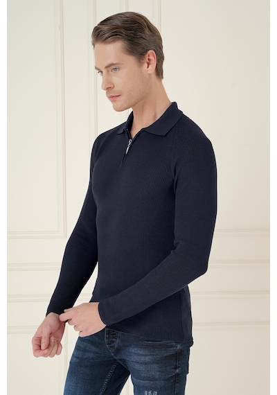Efor Tr 878 Triko Slim Fit Lacivert Basic Lacivert