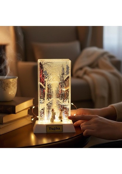 Kişiye Özel Led Işıklı Kış Masalı Temalı Dekoratif Gece Lambası