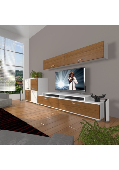 Decoraktiv Ekoflex 6y Slm Tv Ünitesi Tv Sehpası Beyaz - Ceviz