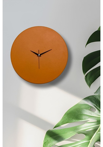 Round Mandalin Model Modern Metal Sıvama Akar Sessiz Mekanizmalı Duvar Saati 30 30cm Turuncu