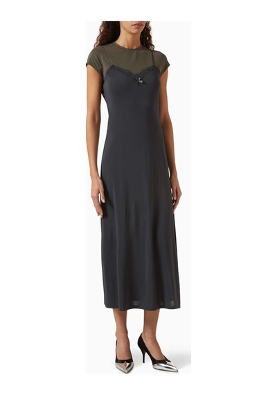 Acne Studios Katmanlı Midi Elbise - - %93 Viskoz, %7 Elastan - Jersey Kumaş Gri
