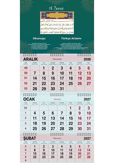 2027 Yılı Gemici Takvimi-fil Suresi