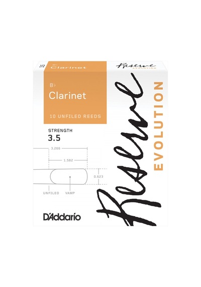 D'addario Dce1035 Reserve Evolution Bb Klarnet Kamışı No: 3.5 Profesyonel - 10'lu Paket Kalın Uç Tasarımı Ve Zengin Ton Karakteri
