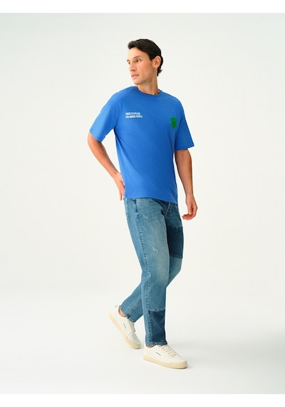Oversize Fit Erkek Tshirt K.kol Cobalt Blue