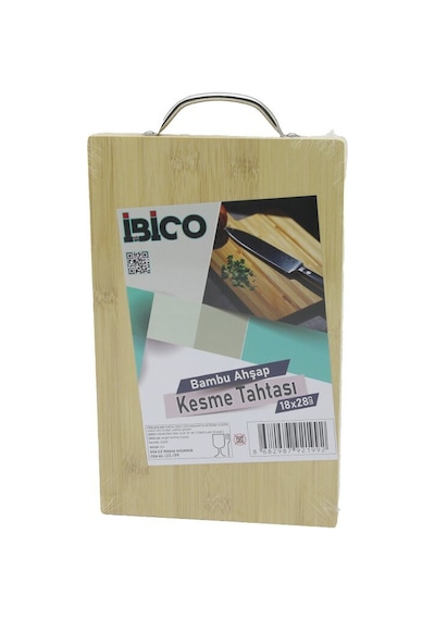 İbico İ22-199 Lüks Ahşap Bambu Kesim Panosu 18x28x1.7cm Metal Kulplu