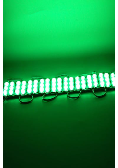 3 Ledli Parmak Led Modül 1.5w 2835 Smd Mercekli Yeşil Renk 12v 15 Adet