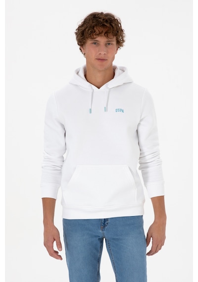 U.S. Polo Assn. Erkek Regular Fit Kapüşonlu Şardonlu Beyaz Basic Sweatshirt 50315582-VR013