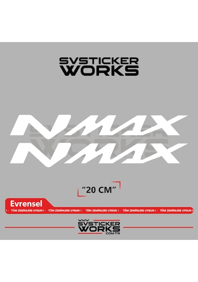 Yamaha Nmax Uyumlu Yazı Sticker Yüksek Kalite Özel Kesim Folyo 2'li Set Beyaz