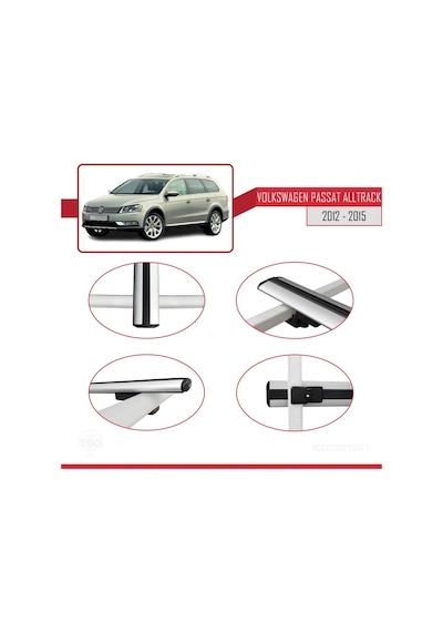 Volkswagen Passat Alltrack B7 2012-2015 Arası İle Uyumlu Basic Model Ara Atkı Tavan Barı Gri 3 Adet