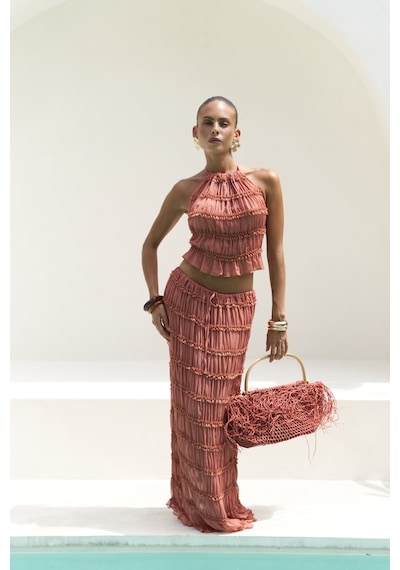 Mai Collection Mai Studios Co. Sofi Transparan Tarçın Crop Etek Takım Tarçın