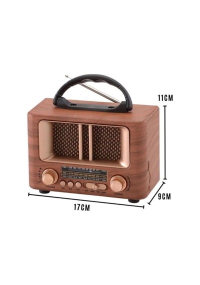 Retro Ahşap Tasarım Bluetooth Radyo Şarjlı Mini Boy