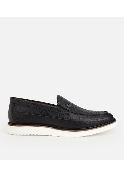 Hotiç Erkek Deri Siyah Delikli Hafif Tabanlı Klasik Loafer