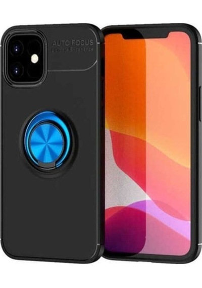 Apple Uyumlu iPhone 12 Kılıf Zore Ravel Silikon Kapak Siyah-Mavi