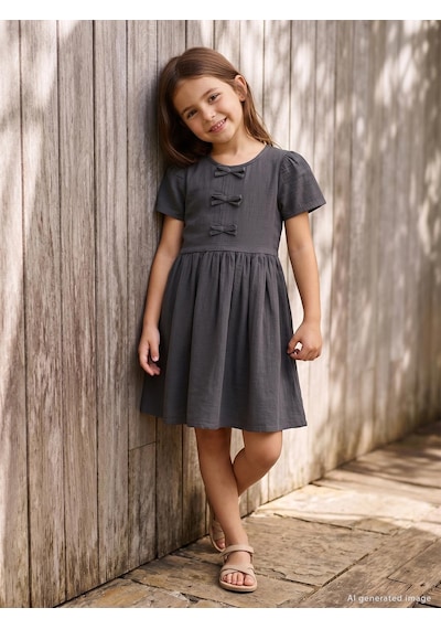 Civil Girls Fiyonklu 6 -9 Yaş Elbise  - Gri 26395356226S1