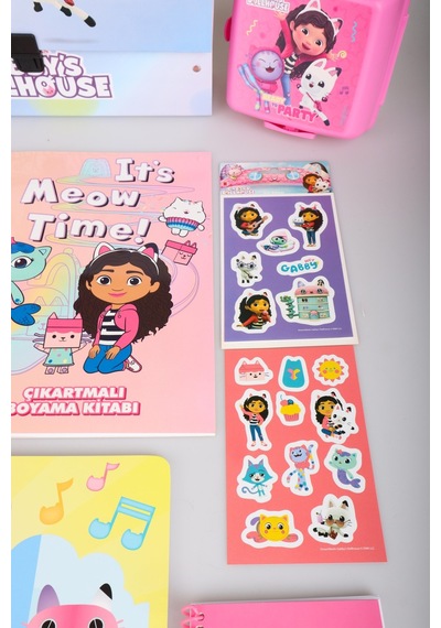 X Dekomus Lisanslı Gabby S Dollhouse Premium Kırtasiye Seti Saplı Çanta,boyama Kitabı,resim Defteri,bloknot, Altın