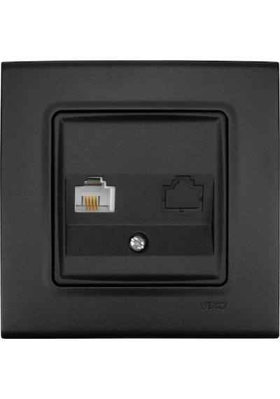 Viko Linnera Life Gece Siyahı Tekli Data Cat 6 İnternet Prizi Çer