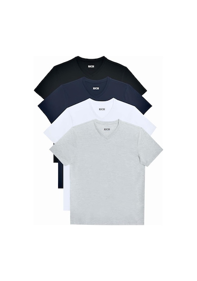Rich Erkek 4'lü Paket Kısa Kollu V Yaka T-shirt Çok Renkli