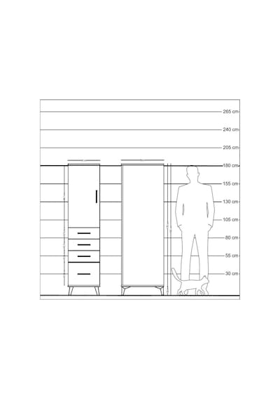 Kronos Dolap 2 Raflı 4 Çekmeceli Tek Kapaklı 44x59x182 Çam-ay... Çam