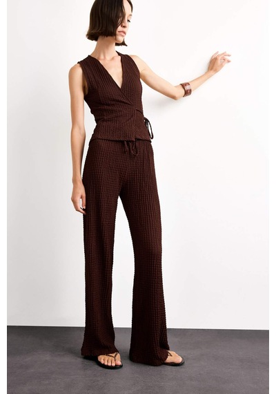 Defacto Relax Fit Normal Bel Düz Paça Bürümcük Pantolon G1341ax25smbn214 Kahve