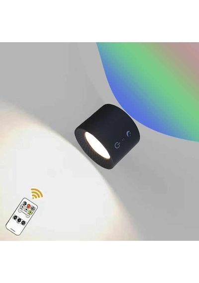 Led Rgb Çift Taraflı Şarjlı Kumandalı Duvar Aplik Aydınlatması Siyah