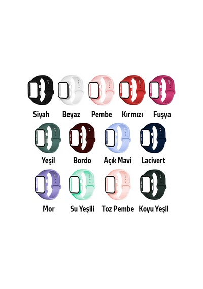 Ally Apple Uyumlu  Watch 4-5-6 44 MM Silikon Kordon Kayış Ve Ekran Koruyu