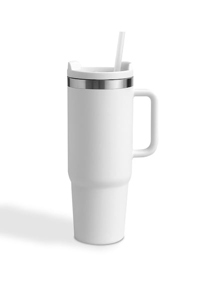 Beyaz Paslanmaz Çelik Termos Pipetli 1200ml