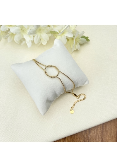 Sonsuzluk Bileklik Düğüm Model Yüksek Kalite 316 L Paslanmaz Çelik Gold 17 + 5 Cm