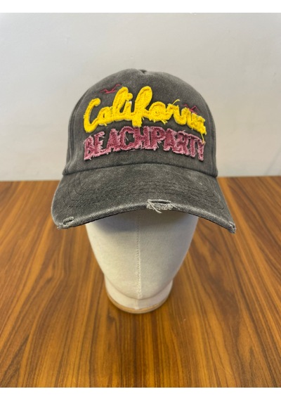 Hamze Vintage Eskitme Yıkamalı Model Nakışlı Unisex Cap Şapka Füme