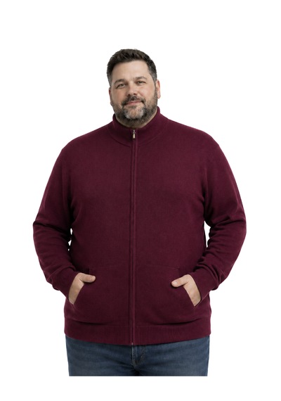 Battalmoda Erkek Büyük Beden Bordo Basic Cepli Triko Hırka 3xl-4xl-5xl-6xl