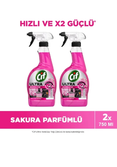 Cif Ultra Sprey Sakura Parfümlü Kir Ve Yağ Sökücü 750 Ml X 2 Adet