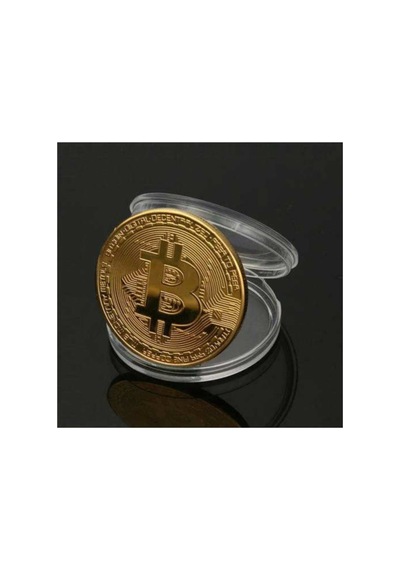 2 Tane Kripto Temalı Sarı Metal Sikke İkili Takım Şık Saklama Kabıyla Jeton