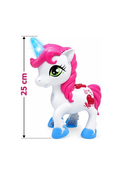 Işıklı Ve Sesli Konuşan Oyuncak Unicorn At 25 Cm - Ses Tekrar Özellikli Eğitici Eğlenceli Peri Atı