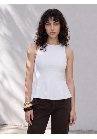 Lcwaıkıkı Petite Beyaz Bisiklet Yaka Peplum Bluz
