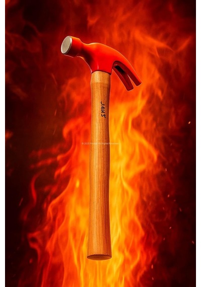 Jaws Çatal Çekiç, 300 Gram, Dayanıklı Çelik Başlık, Ergonomik Ahşap Saplı, Boyalı, Çivileme Ve