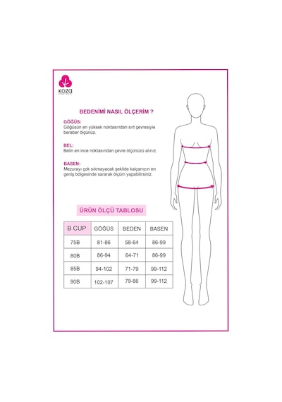 Koza İç Giyim Kadın Çiçekli Desenli Dolgusuz Brodeli Tüllü Sütyen Takım 80339 Pembe