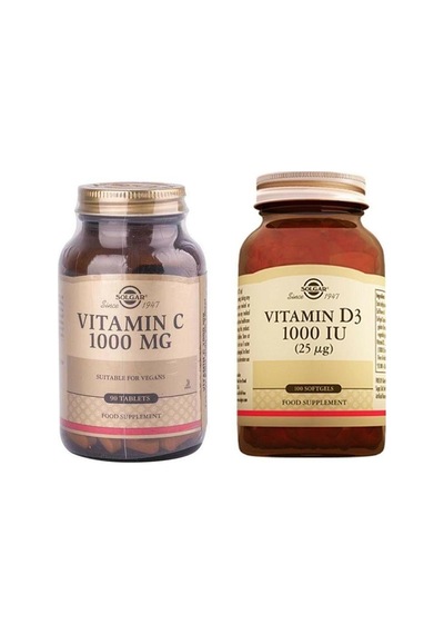 Solgar Vitamin C 1000 MG 90 Tablet+Solgar Vitamin D3 1000 Iu 100