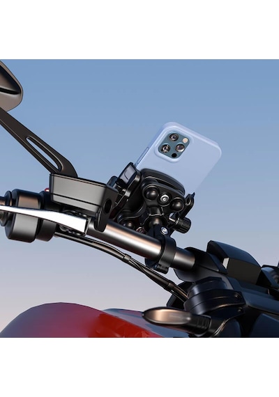Kewig Kwg-m8sp-s-c Alüminyum Alaşım Motosiklet Telefon Tutucu Gidon Bağlantılı, Titreşim Korumalı Ve Güvenlik Kilitli 5.4 - 7.2 İnç Uyumlu Siyah