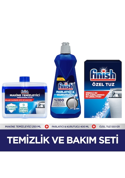 Finish Temizlik ve Bakım Seti (Parlatıcı 400 ML+ Makine Temizleyici Sıvı 250 ML+ Tuz 550 g)