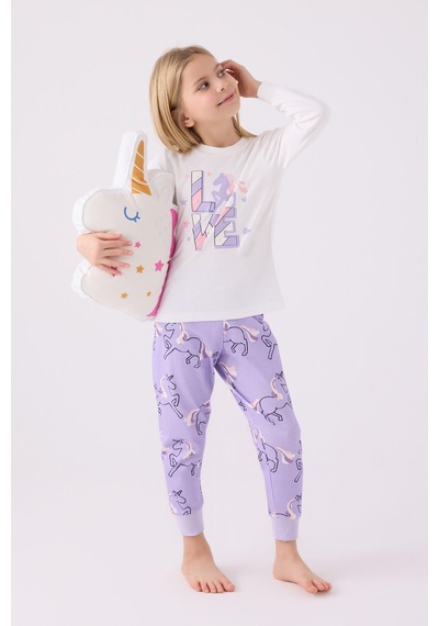 Rolypoly Kız Çocuk Beyaz Pijama Takımı Beyaz