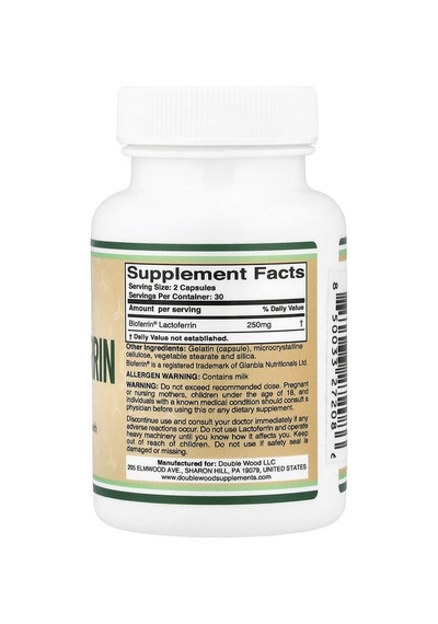 Double Wood Supplements, Lactoferrin, 60 Capsules 125 Mg Per Capsule