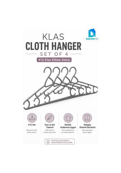 Klas Elbise Askısı 4 Lü Plastik Kıyafet Askısı Dolap İçi Gardırop Düzenleyici 38x19 Cm Çok Renkli